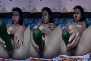 ABG Sange Gila Colmek Pakai Timun Gede Sampe Becek